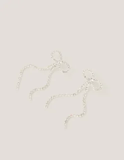 Diamanté Bow Drop Earrings