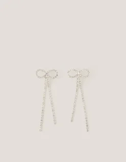 Diamanté Bow Drop Earrings