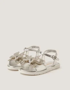 Diamanté Butterfly Sandals Silver