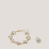 Diamanté Flower Bracelet & Ring Set