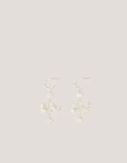Diamanté Flower Hoop Drop Earrings