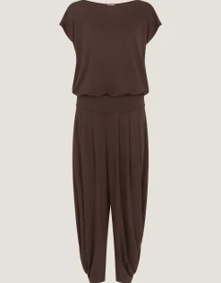 Dilly Short Sleeve Jersey Jumpsuit Brown