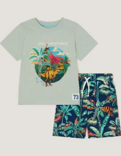 Dinosaur Print T-Shirt & Shorts Set Green