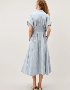 Dory Stripe Midi Shirt Dress Blue