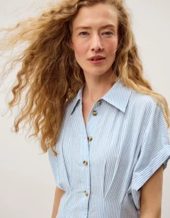 Dory Stripe Midi Shirt Dress Blue