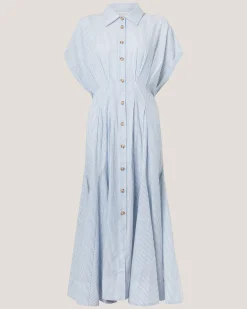 Dory Stripe Midi Shirt Dress Blue