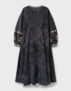 East Aimi Hand-Batik Cotton Dress Blue