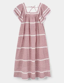 East Alina Printed Floral Lace Insert Dress Pink
