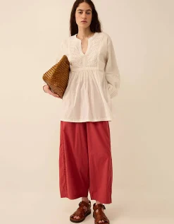 East Alva Hand-Chikankari Embroidered Top White