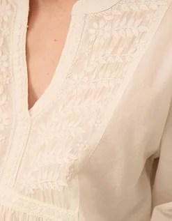 East Alva Hand-Chikankari Embroidered Top White