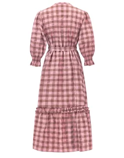 East Alyessia Woven Gingham Midi Dress Multi