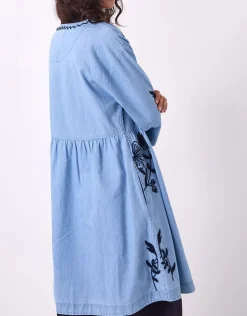 East Andie Embroidered Denim Mini Dress Blue