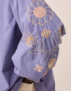 East Anyar Embroidered Cotton Blouse Blue