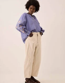 East Anyar Embroidered Cotton Blouse Blue
