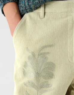 East Astrid Embroidered Corduroy Trousers Green