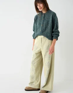East Astrid Embroidered Corduroy Trousers Green