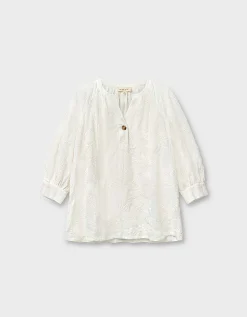 East Ateta Tonal Embroidered Blouse Ivory