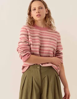 East Becky Alpaca and Cashmere Fairisle Jumper Pink