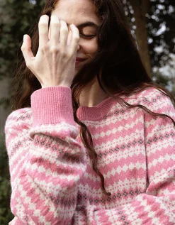 East Becky Alpaca and Cashmere Fairisle Jumper Pink