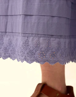 East Betsy Cotton Poplin Midi Skirt Blue