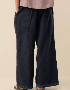 East Carita Hand-Embroidered Trousers Blue
