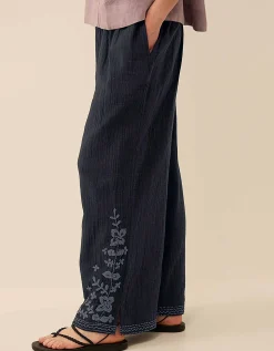 East Carita Hand-Embroidered Trousers Blue