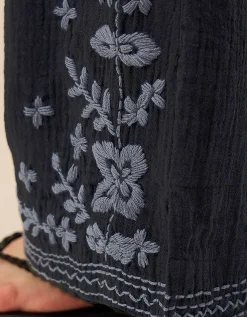 East Carita Hand-Embroidered Trousers Blue