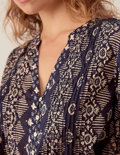 East Celine Printed Cotton Top Blue
