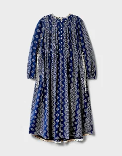East Celine Textured Cotton Midi Dress Blue