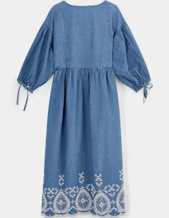 East Coralie Denim Broderie Detailed Dress Blue