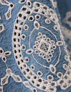East Coralie Denim Broderie Skirt Blue