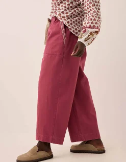 East Della Wide Leg Cotton Twill Trousers Pink