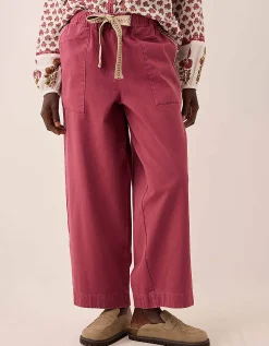 East Della Wide Leg Cotton Twill Trousers Pink