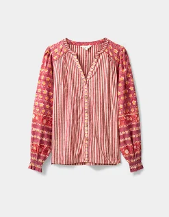 East Devyn Hand Block Print Cotton Top Pink