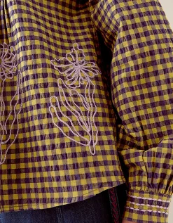 East Dilly Gingham Cotton Blouse Multi