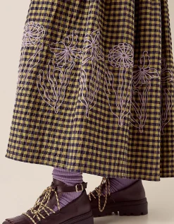 East Dilly Gingham Cotton Skirt Multi