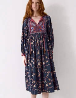 East Elenie Embroidered Midi Dress Black