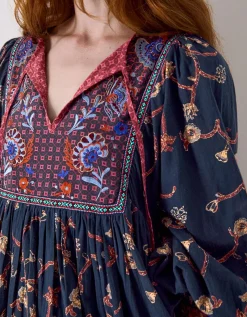 East Elenie Embroidered Midi Dress Black