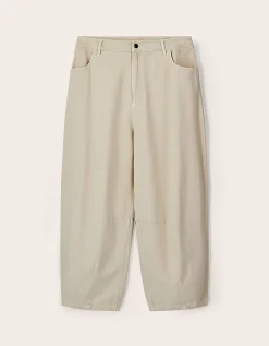 East Elodie Cotton Twill Barrel Leg Trousers White