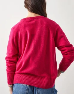 East Ember Cashmere Crew Neck Cardigan Pink