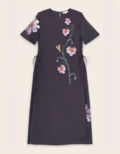 East Filipa Watercolour Floral Midi Dress Blue