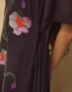 East Filipa Watercolour Floral Midi Dress Blue