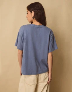 East Florence Floral Embroidered T-shirt Blue