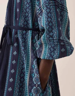 East Gabriette Geometric Print Embroidered Dress Blue