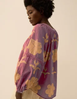 East Hendrix Batik Floral Top Purple