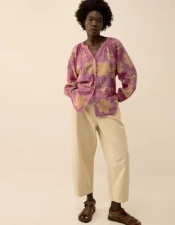 East Hendrix Batik Floral Top Purple