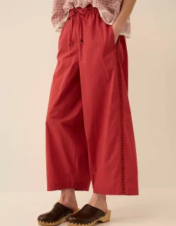East Irina Cotton Embroidered Trousers Pink
