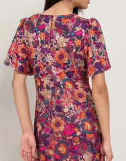 East Ishi Floral Embellished Midi Dress Multi