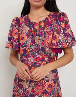 East Ishi Floral Embellished Midi Dress Multi