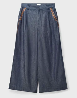 East Jayla Embroidered Denim Trousers Blue